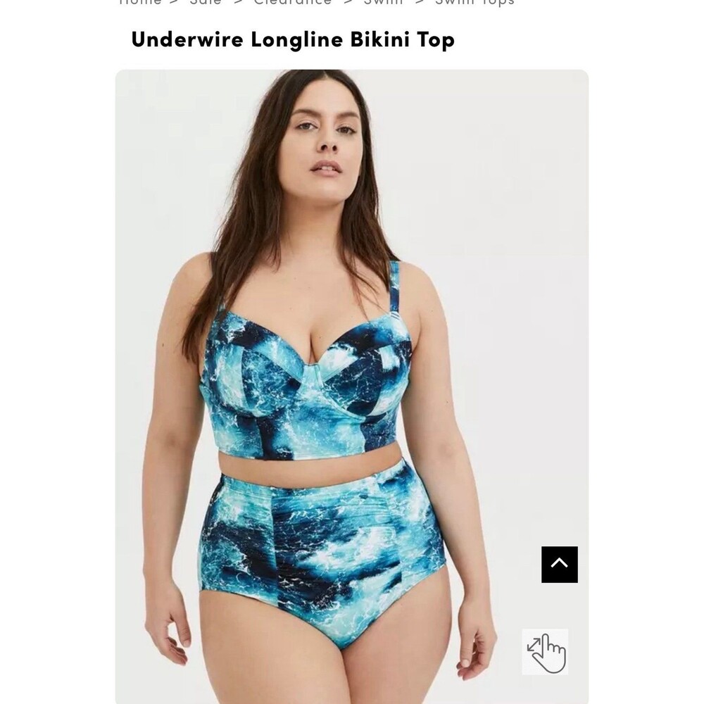 Torrid size 3 blue ocean underwire longline bikini top